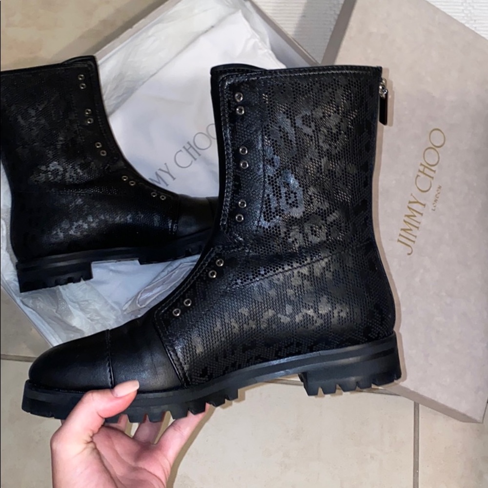 JIMMY CHOO Jimmy Choo Hatcher perforated leather boots 9/38.5 - Picture 6 of 13